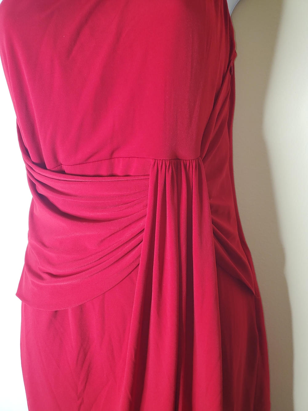 ❤ Laundry by Shelli Segal Red One-Shoulder Ruched Cocktail Dress | Size 4
